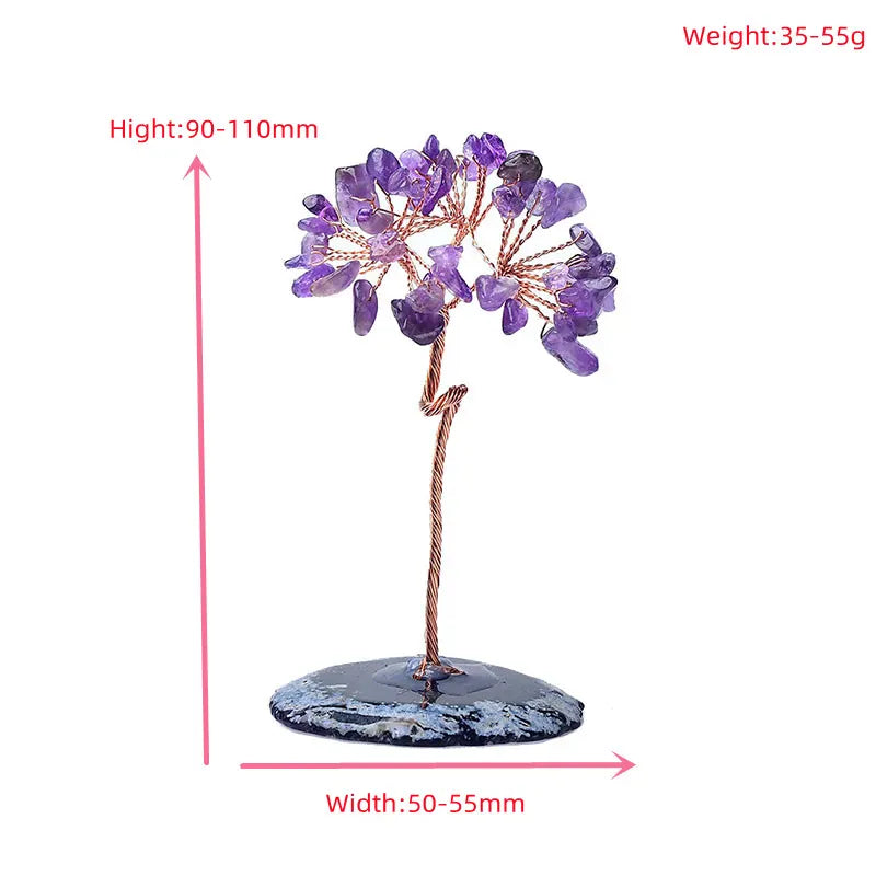 1PC Natural Crystal Tree Amethyst Rose Quartz Aquamarine Agate Lucky Tree Reiki Healing Home Decoration Ornaments Souvenir Gift