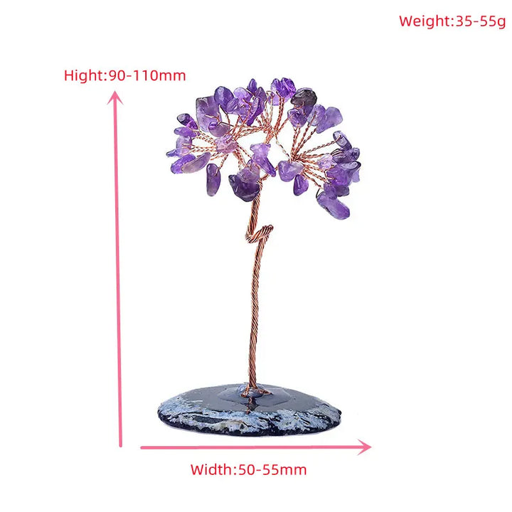 1PC Natural Crystal Tree Amethyst Rose Quartz Aquamarine Agate Lucky Tree Reiki Healing Home Decoration Ornaments Souvenir Gift