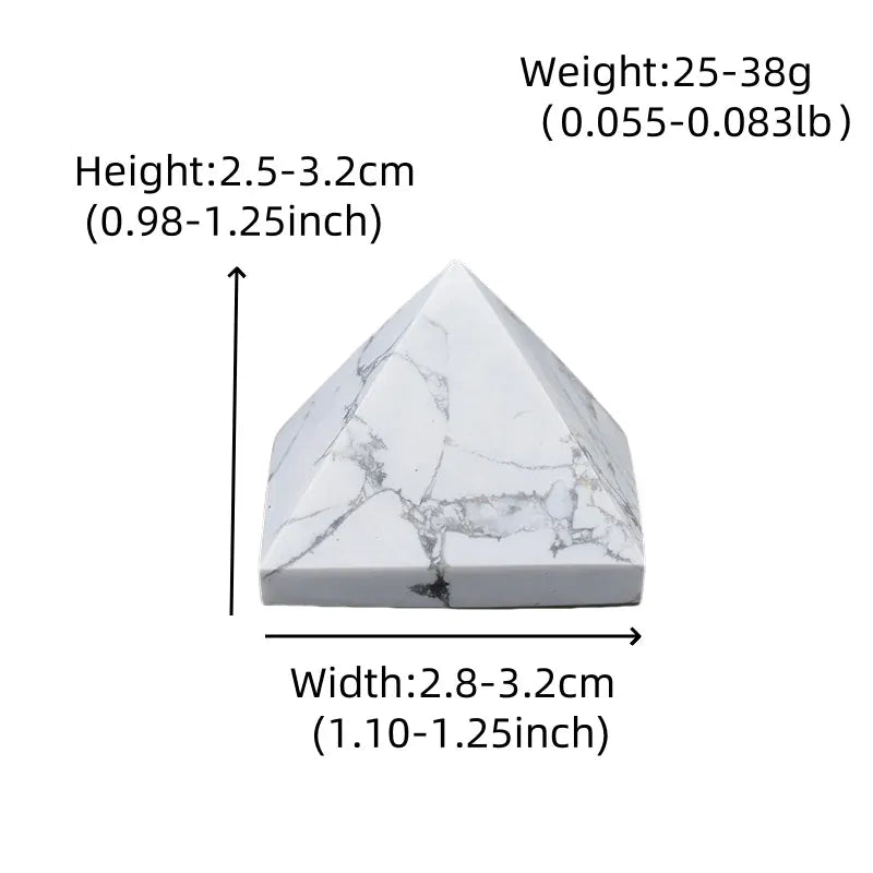 1Pc Natural Howlite Polished Crystal Pyramid Healing Stone White Turquoise Tower Meditation Simple Ornaments For Home Decoration
