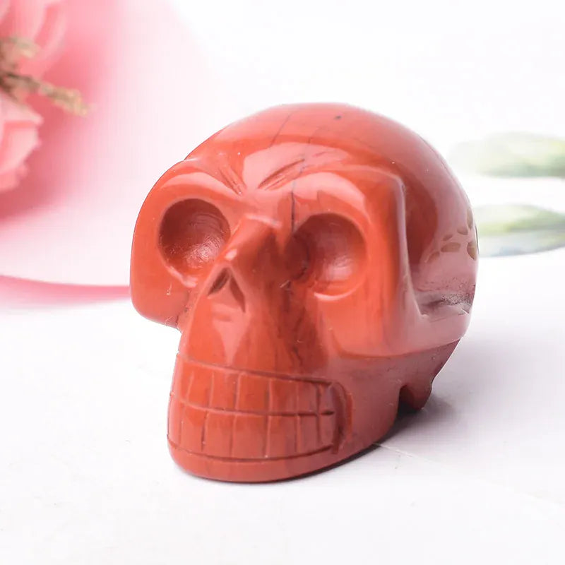 Natural Crystal Stone Skull Quartz Reiki Crystal Healing Stone Crafts Home Decoration Polished Figurine Halloween Ornaments Gift
