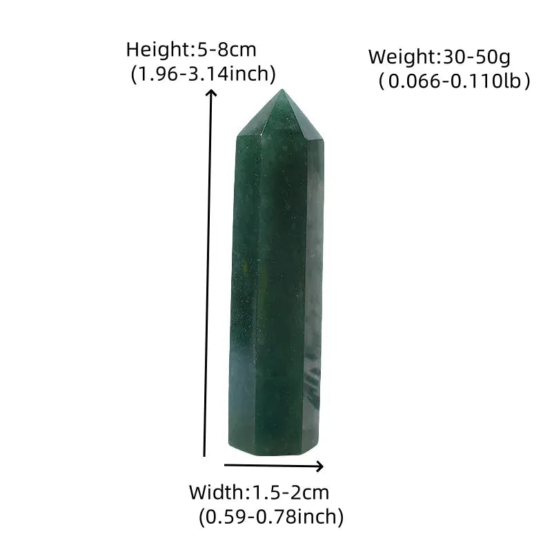 1Pc 50-80mm Natural Green Aventurine Poilished Crystal Point Healing Stone Hexagonal Prisms Obelisk For Home Decoration