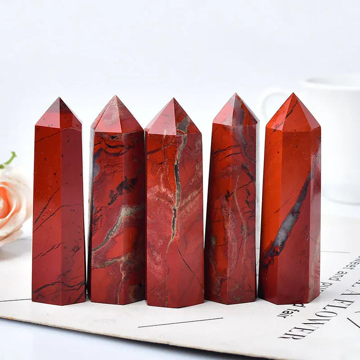 Natural Red jasper Crystal Point Tower