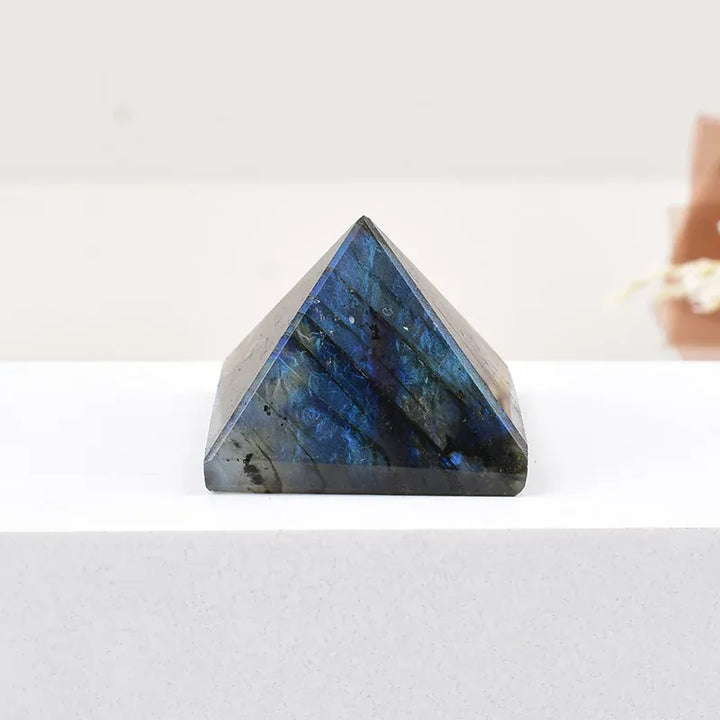 1Pc Natural Crystal Labradorite Polished Pyramid Healing Stone Reiki Crystal Tower Mineral Gift Ornaments Home Decoration