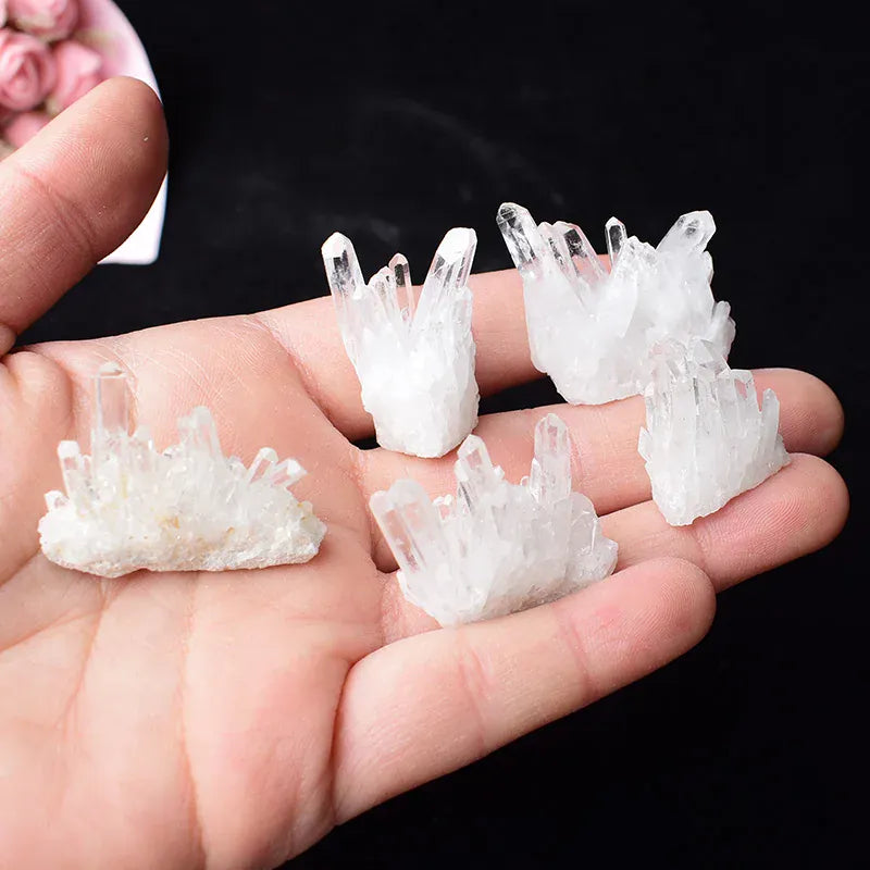 5PC Natural Crystal Cluster SiChuan Lemurian Seed Clear Quartz Healing Stones Specimen Home Decoration Raw Minerales DIY Gifts