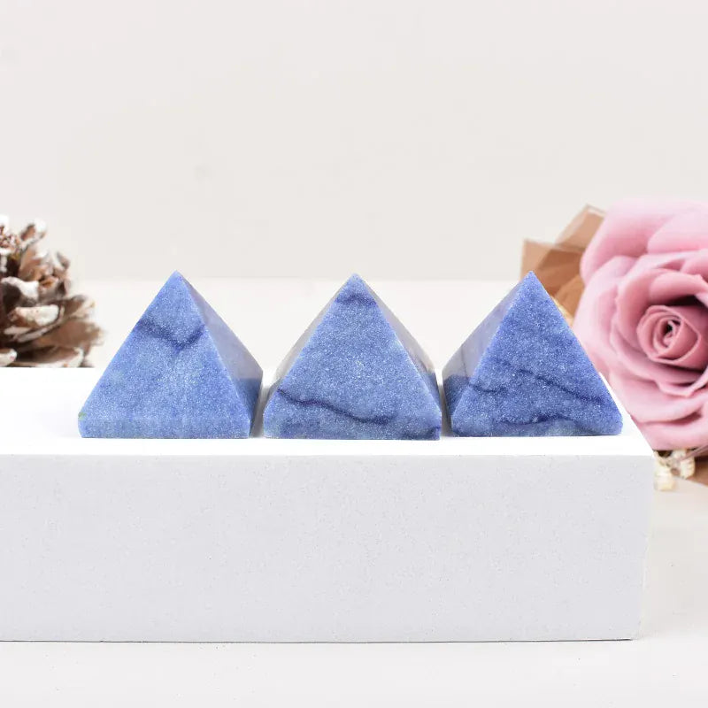 1PC Natural Blue Aventurine Polished Crystal Pyramid Healing Stone Energy Tower Crystal Simple Ornaments For Home Decoration