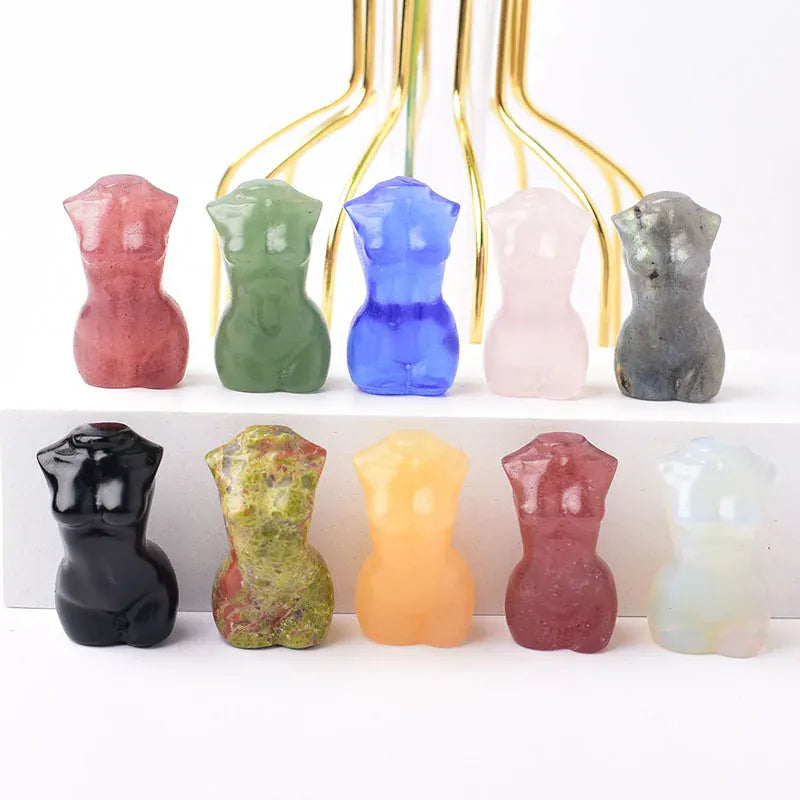 1PC Natural Crystal Carved Female Model Healing Crystal Figurines Reiki Gemstone Crafts Home Decoration Men and Women Gift