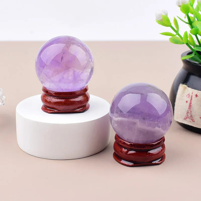 Natural Light Purple Crystal Ball Ornament Decorative Piece for Home Accessories