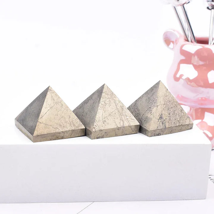 1PC Natural Pyrite Polished Crystal Pyramid Healing Stone Energy Tower Simple Crystal Ornaments For Home Decoration Gifts