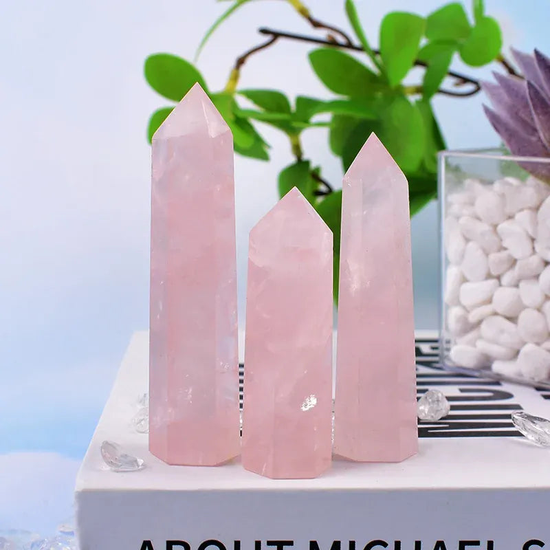 Rose Quartz Crystal Point Tower