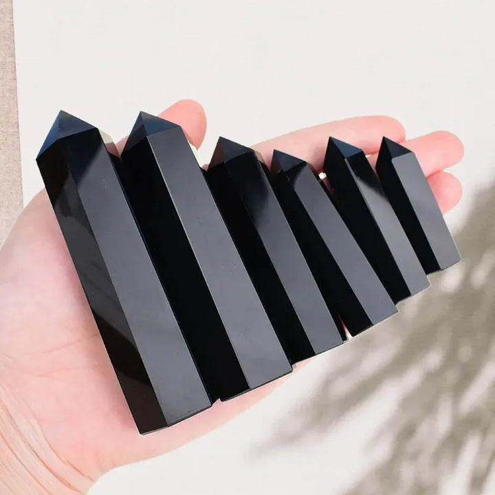 1Pc Natural Obsidian Crystal Obelisk Point Mineral Specimen Crafts Stone Beautiful Ornament Home Decor Pyramid Souvenir Gift