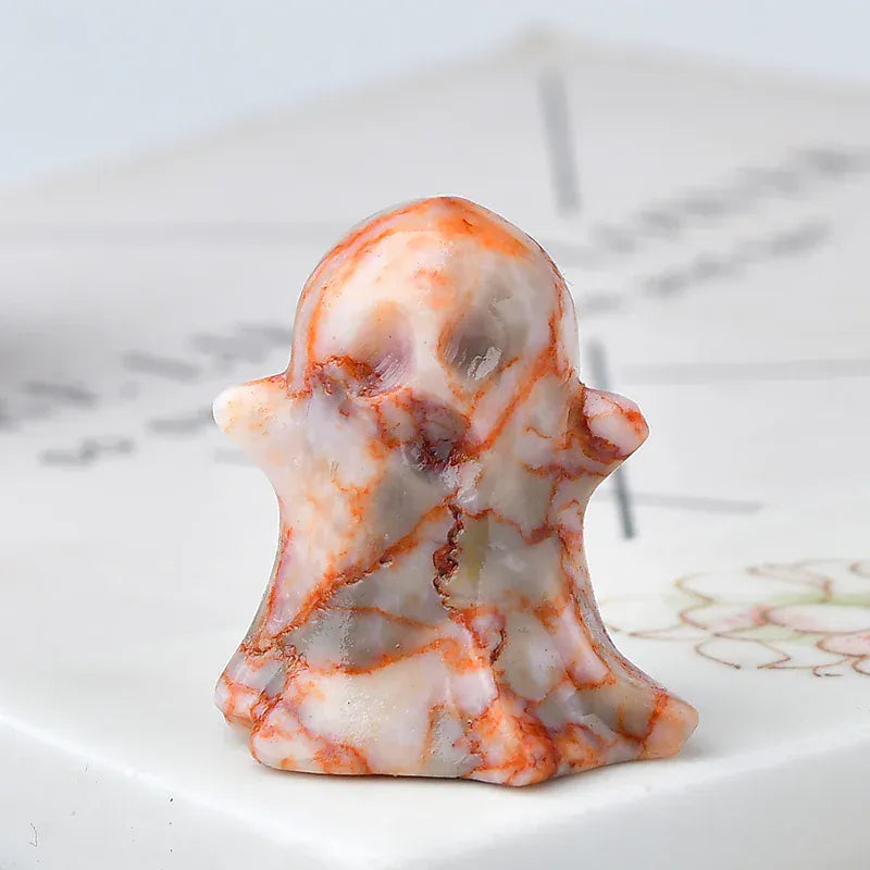 1PC Natural Crystal Stone loveliness Ghost Cartoon Mineral Halloween Ornaments Carved Healing Stone Reiki Home Decoration Gift