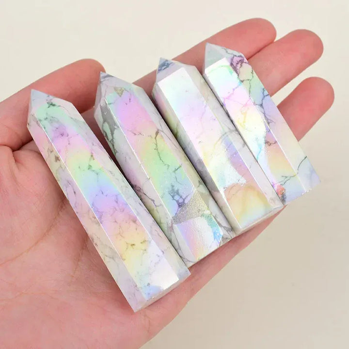 Aura White Turquoise Crystal Point Tower