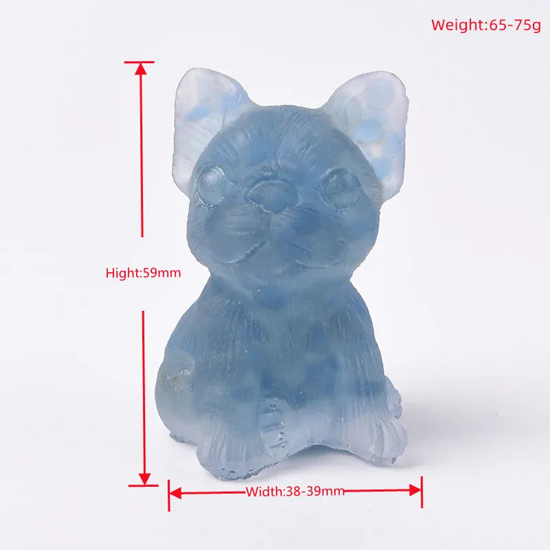 1PC French Bulldog Natural Crystal Gravel Silica Gel Colourful Loveliness Crafts Souvenir Home Decor Reiki Energy Stone Gift