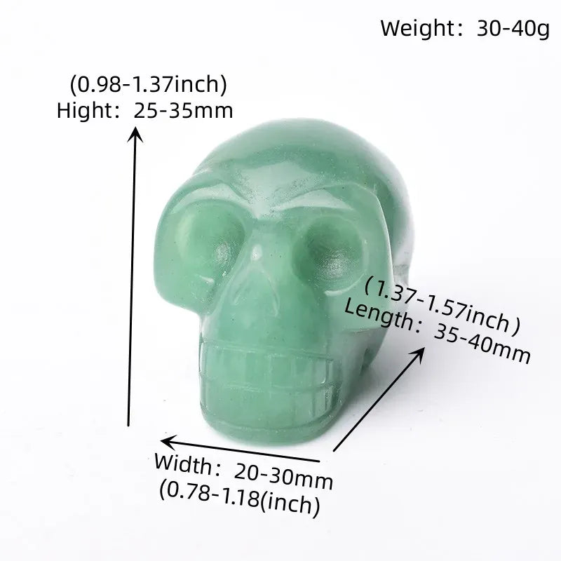 Natural Crystal Stone Skull Quartz Reiki Crystal Healing Stone Crafts Home Decoration Polished Figurine Halloween Ornaments Gift