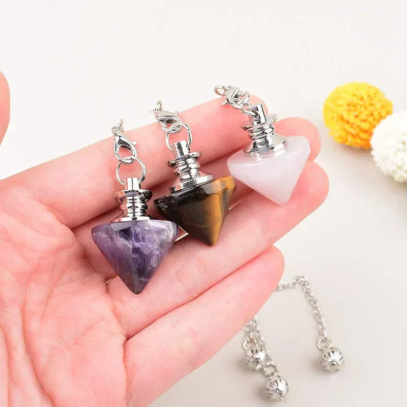 1PC Reiki Healing Natural Crystal Stone Pendulum Crafts Cone Crystal Point for Dowsing Mineral Jewelry Amulet DIY Gift