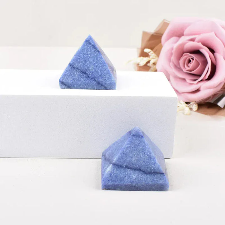 1PC Natural Blue Aventurine Polished Crystal Pyramid Healing Stone Energy Tower Crystal Simple Ornaments For Home Decoration