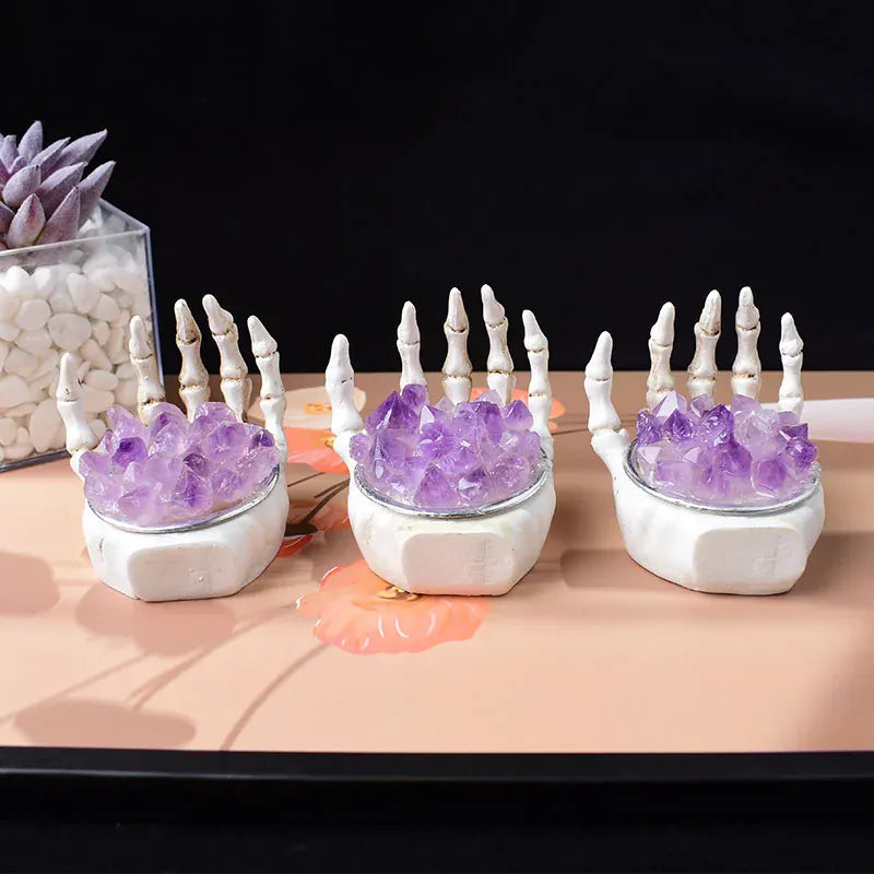 1 Pc Natural Amethyst Cluster Skull Hand Decorated With Reiki Crystals Makes Handmade Home Decor gifts