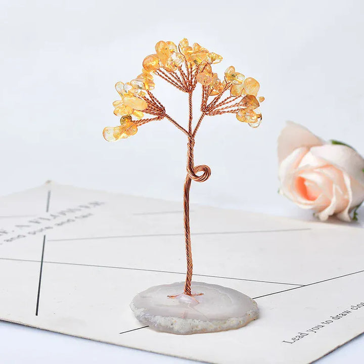 1PC Natural Crystal Tree Amethyst Rose Quartz Aquamarine Agate Lucky Tree Reiki Healing Home Decoration Ornaments Souvenir Gift