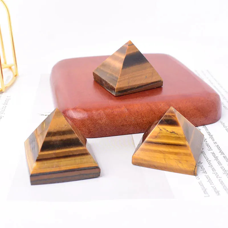 Natural Crystal Polished Tiger Eyes Pyramid Healing Stone Energy Tower For Home Decor Reiki Crystal Chakra Tower Crafts
