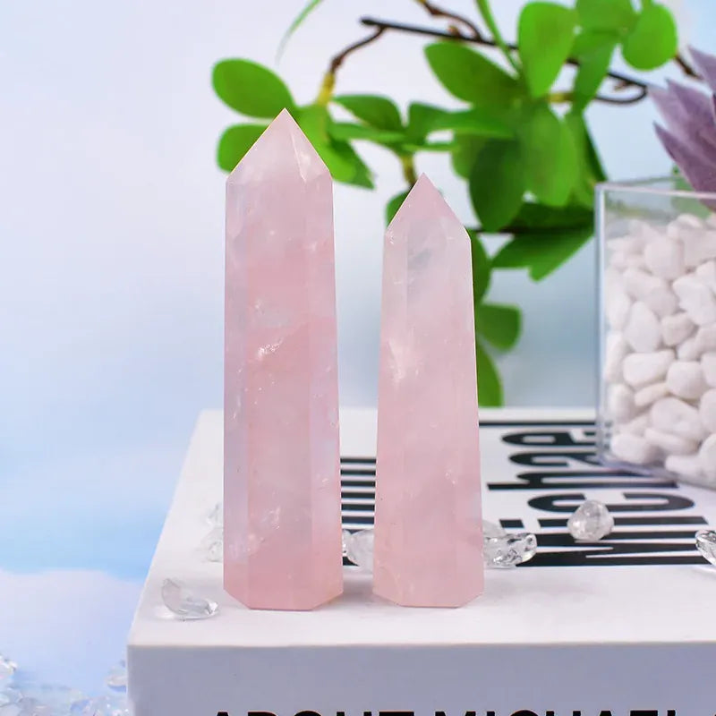 Rose Quartz Crystal Point Tower
