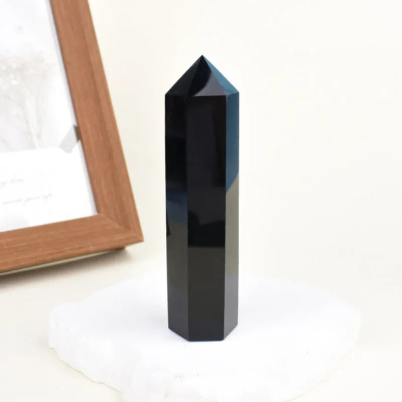 1Pc Natural Obsidian Crystal Obelisk Point Mineral Specimen Crafts Stone Beautiful Ornament Home Decor Pyramid Souvenir Gift