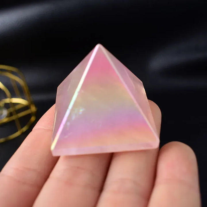 1PCNatural Crystal Electroplate Rose Quartz Pyramid Healing Stone Reiki Crystal Tower For Home Decoration  Crystal Crafts