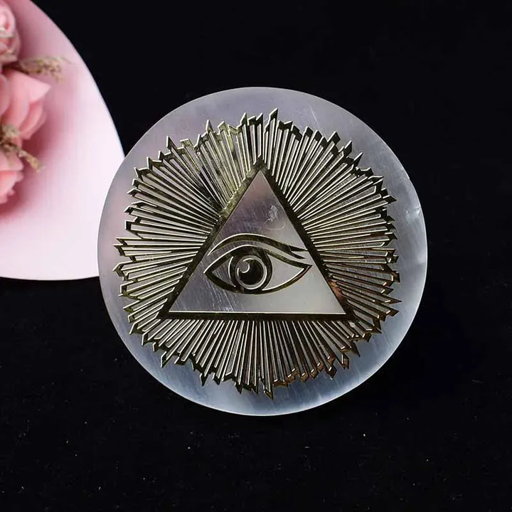 Seven Chakras Natural Selenite Stone Crystal Reiki Disc Chassis Crafts Healing Stone Items Feng Shui Collection Home Decor Gift