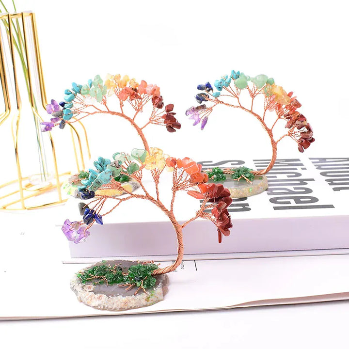 1PC Natural Crystal Hand Made Colour Crystal Tree Specimen Agate Home Decoration Ornaments Lucky Tree DIY gifts Souvenir Gift