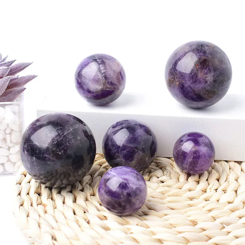 Natural Crystal Amethyst Polished Crystal Ball Reiki Healing Stone Home Decoration Energy Ball Mineral Meditation Ornament Gift