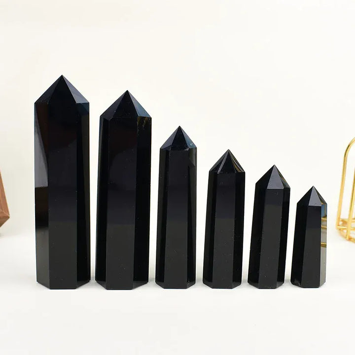 1Pc Natural Obsidian Crystal Obelisk Point Mineral Specimen Crafts Stone Beautiful Ornament Home Decor Pyramid Souvenir Gift