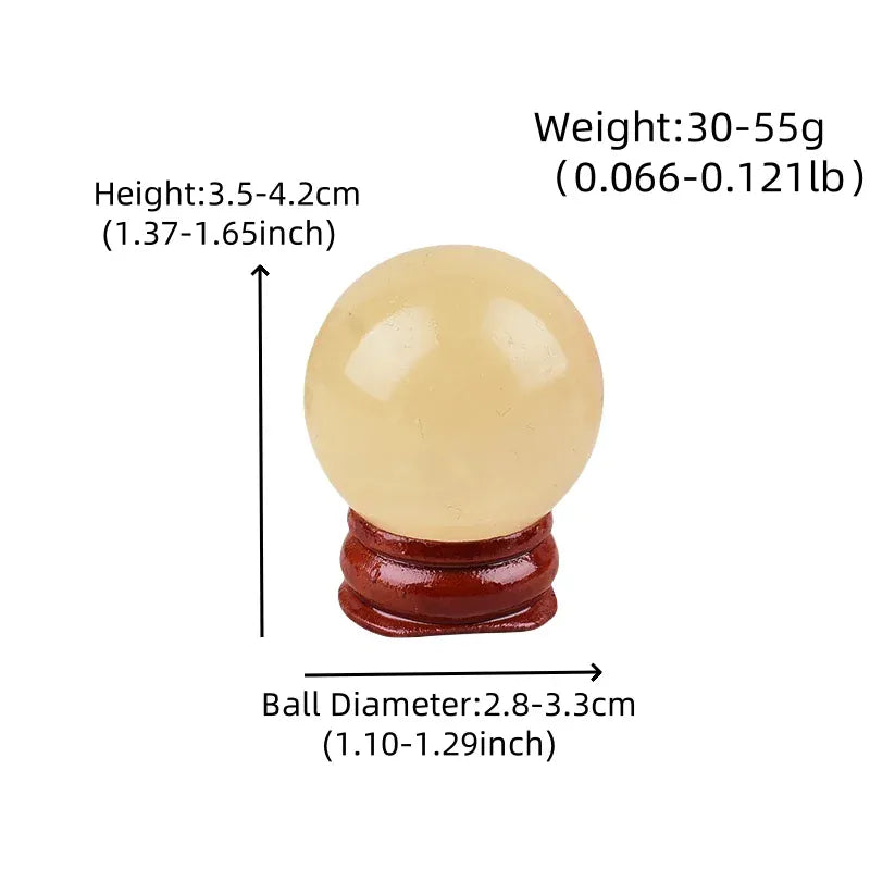 1Pc Natural Yellow Calcite Polished Crystal Ball Healing Stone Meditation Gemstone Sphere For Home Decoration Free Wooden Stand