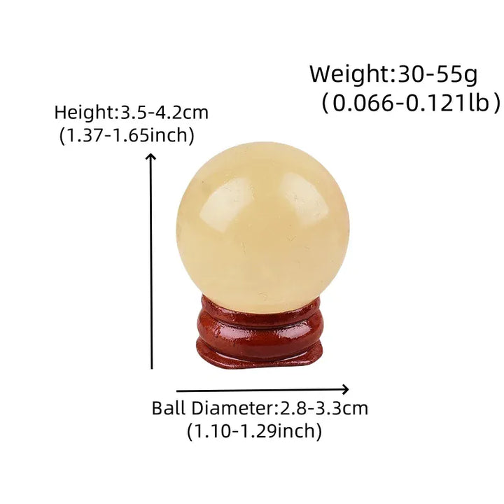 1Pc Natural Yellow Calcite Polished Crystal Ball Healing Stone Meditation Gemstone Sphere For Home Decoration Free Wooden Stand