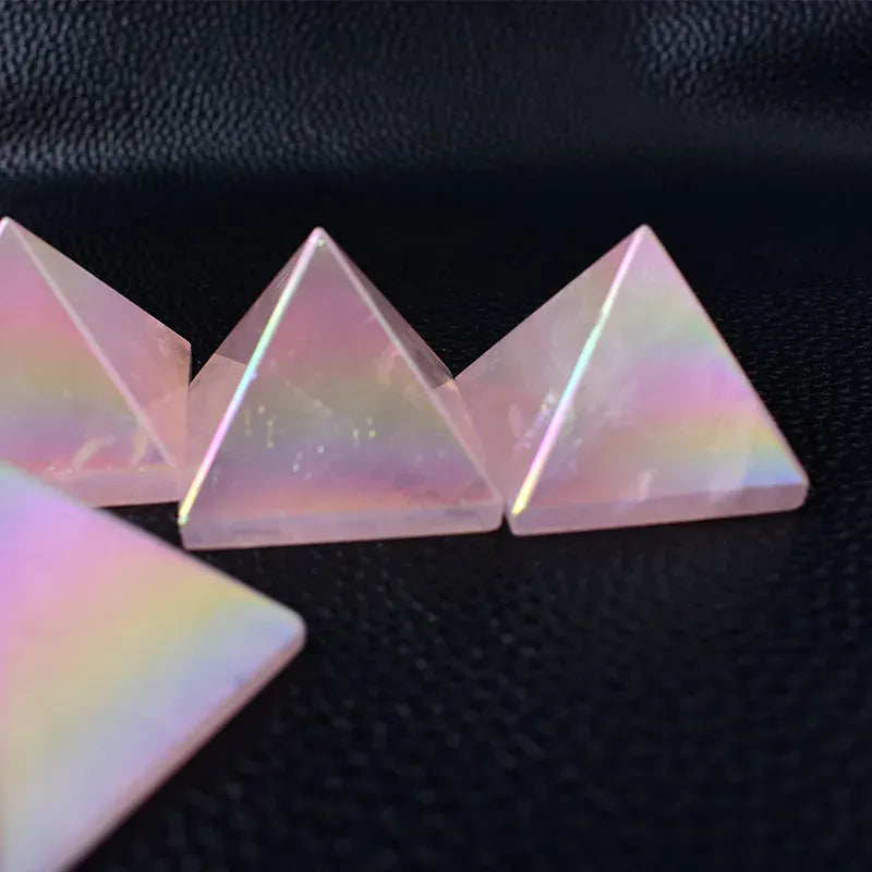 1PCNatural Crystal Electroplate Rose Quartz Pyramid Healing Stone Reiki Crystal Tower For Home Decoration  Crystal Crafts