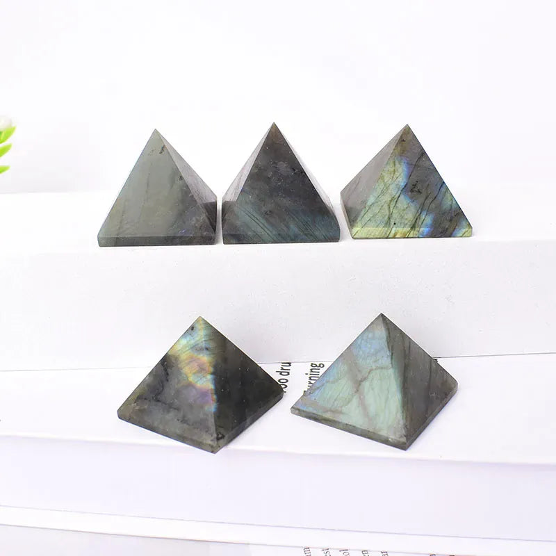 Natural Crystal Polished Labradorite Pyramid Healing Stone Chakra Reiki Crystal Tower Home Decor Meditation Ore Mineral Gift