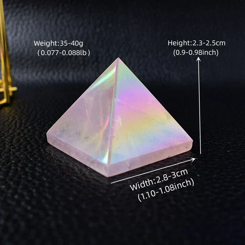 1PCNatural Crystal Electroplate Rose Quartz Pyramid Healing Stone Reiki Crystal Tower For Home Decoration  Crystal Crafts