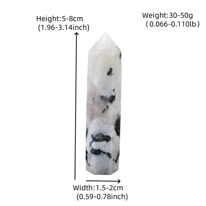 Natural Moonstone Crystal Obelisk Point Mineral Specimen Crafts Stone Beautiful Ornament Home Decor Pyramid Souvenir DIY Gift