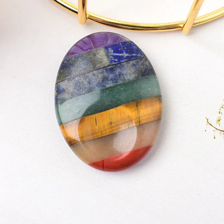 Worry Stone Natural Gemstone Polished Healing Stone Thumb Massage Seven Chakra Wicca Reiki Spiritual Therapy Minerales Ornaments