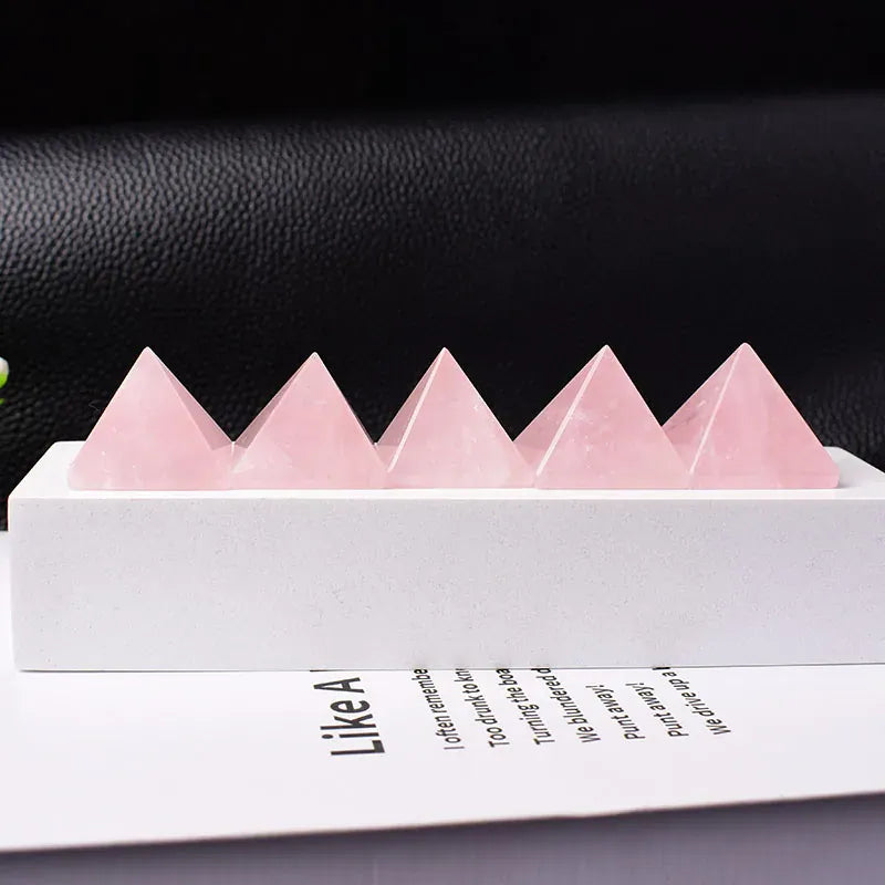 1PC Natural Rose Quartz Polished Pyramid Crystal Quartz Energy TowerHealing Stone Meditation Home Decor Crafts Of Gem Stone
