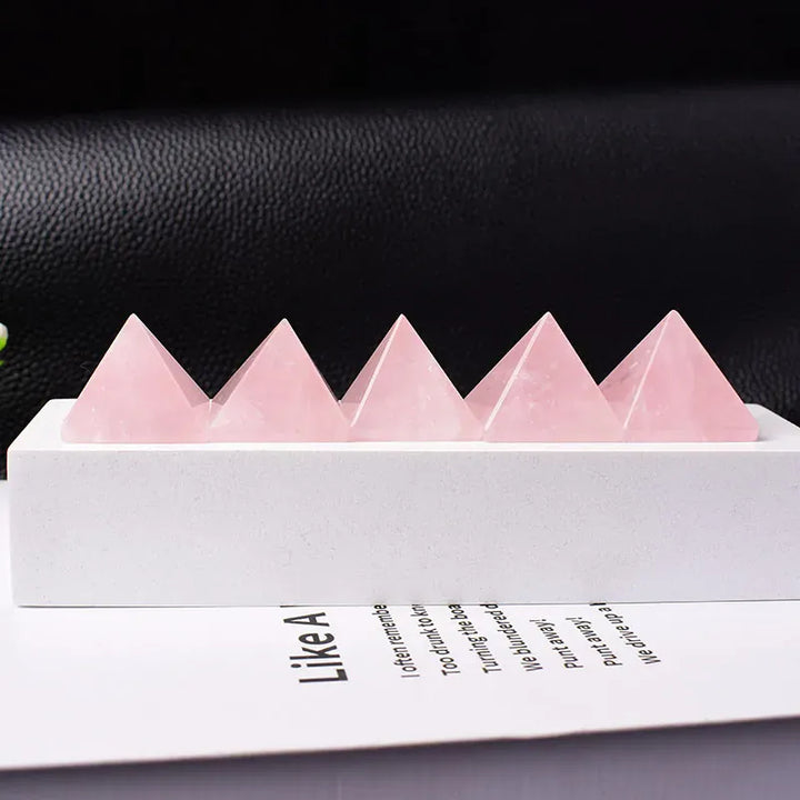 1PC Natural Rose Quartz Polished Pyramid Crystal Quartz Energy TowerHealing Stone Meditation Home Decor Crafts Of Gem Stone