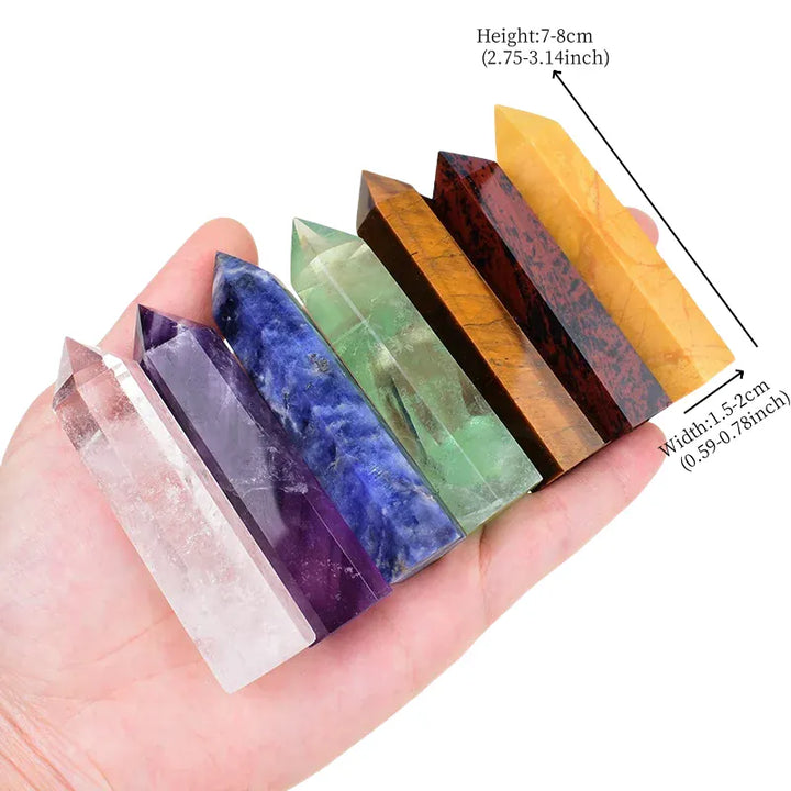 Natural Crystal Set Obelisk Point Mineral Specimen Reiki Pillar Crafts Healing Stone Hexagonal Home Decor DIY Gift Souvenir