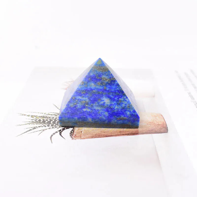 Natural Crystal Polished Lapis Lazuli Pyramid Healing Stone Reiki Energy Tower Meditation Ornaments Natural Stone Carved Tower