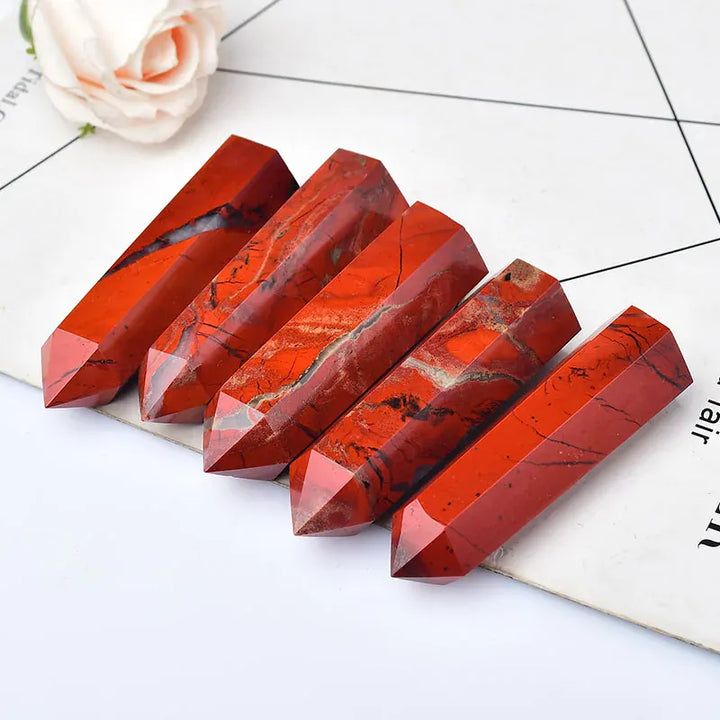 Natural Red jasper Crystal Point Tower