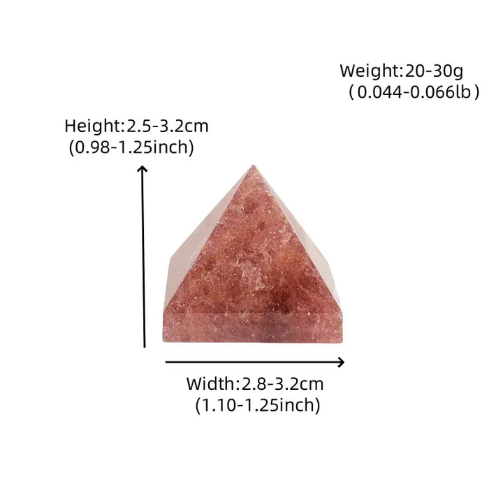 1PC Natural Strawberry Quartz Polished Crystal  Pyramid Healing Stone Energy Tower Crystal Simple Ornaments Home Decoration