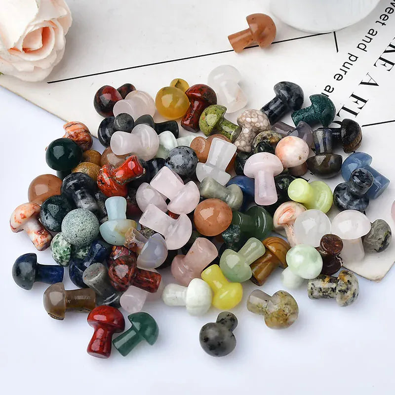 10Pcs Natural Crystal Mini Mushroom Gem Quartz Mushroom Mineral Healing Reiki Home Decoration DIY Crafts Gift Aquarium Stone