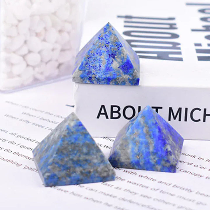 1Pc Natural Lapis Lazuli Polished Crystal Pyramid Healing Stone Energy Tower Meditation Simple Ornaments For Home Decoration