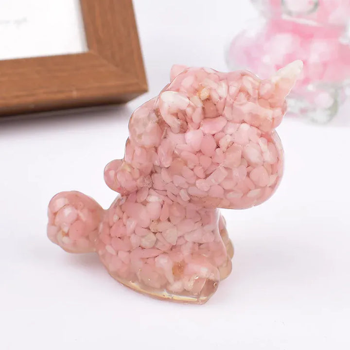 Handmade Natural Crystal Gravel Resin Unicorn Figurine Souvenir Home Decoration Reiki Healing Ornaments Mineral Specimen Gift