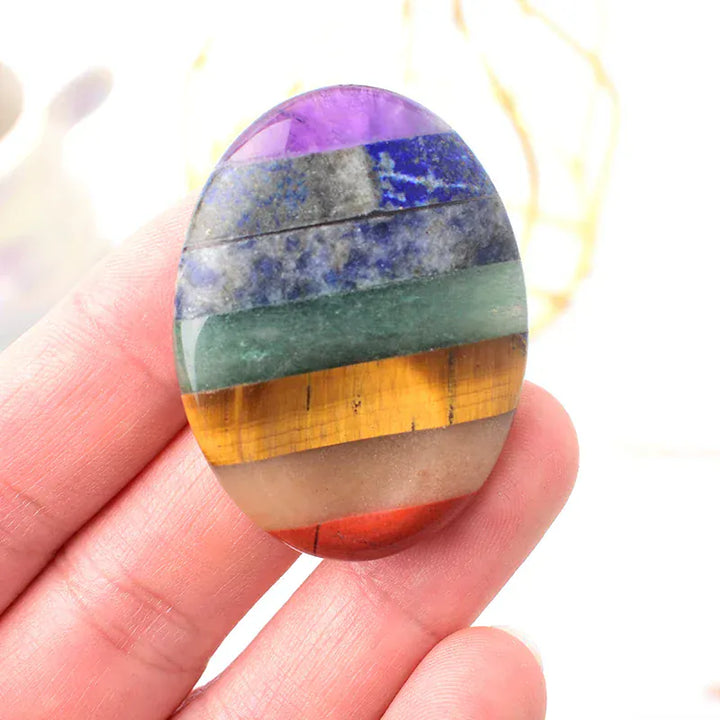 Worry Stone Natural Gemstone Polished Healing Stone Thumb Massage Seven Chakra Wicca Reiki Spiritual Therapy Minerales Ornaments