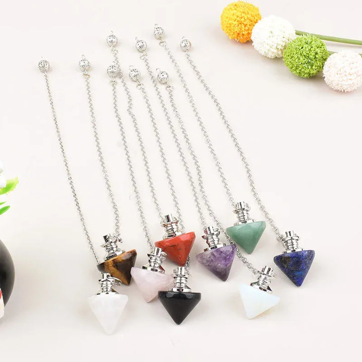 1PC Reiki Healing Natural Crystal Stone Pendulum Crafts Cone Crystal Point for Dowsing Mineral Jewelry Amulet DIY Gift
