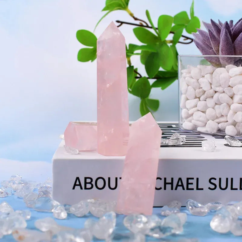 Rose Quartz Crystal Point Tower