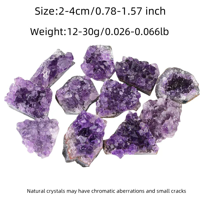 1PC 12-30g Natural Crystal Amethyst Cluster Ornaments Raw Mineral Specimen Crystal Point Reiki Healing DIY Gift Home Decoration